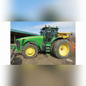 2006 JD 8130 tractor, MFWD, 3-pt., PTO, 4 remotes, front weights, 16.9R30 fronts, 480/80R46 rear duals, deluxe cab, 2987 hrs., SN RW8130P007533